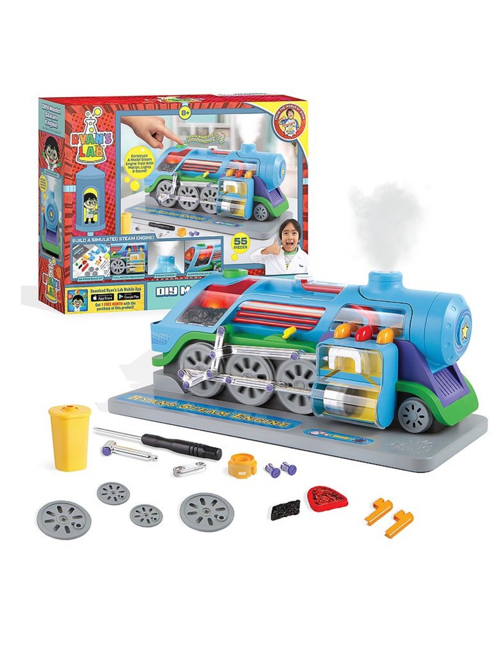 Ryan World DIY Model Steam Engine Train Build Kit